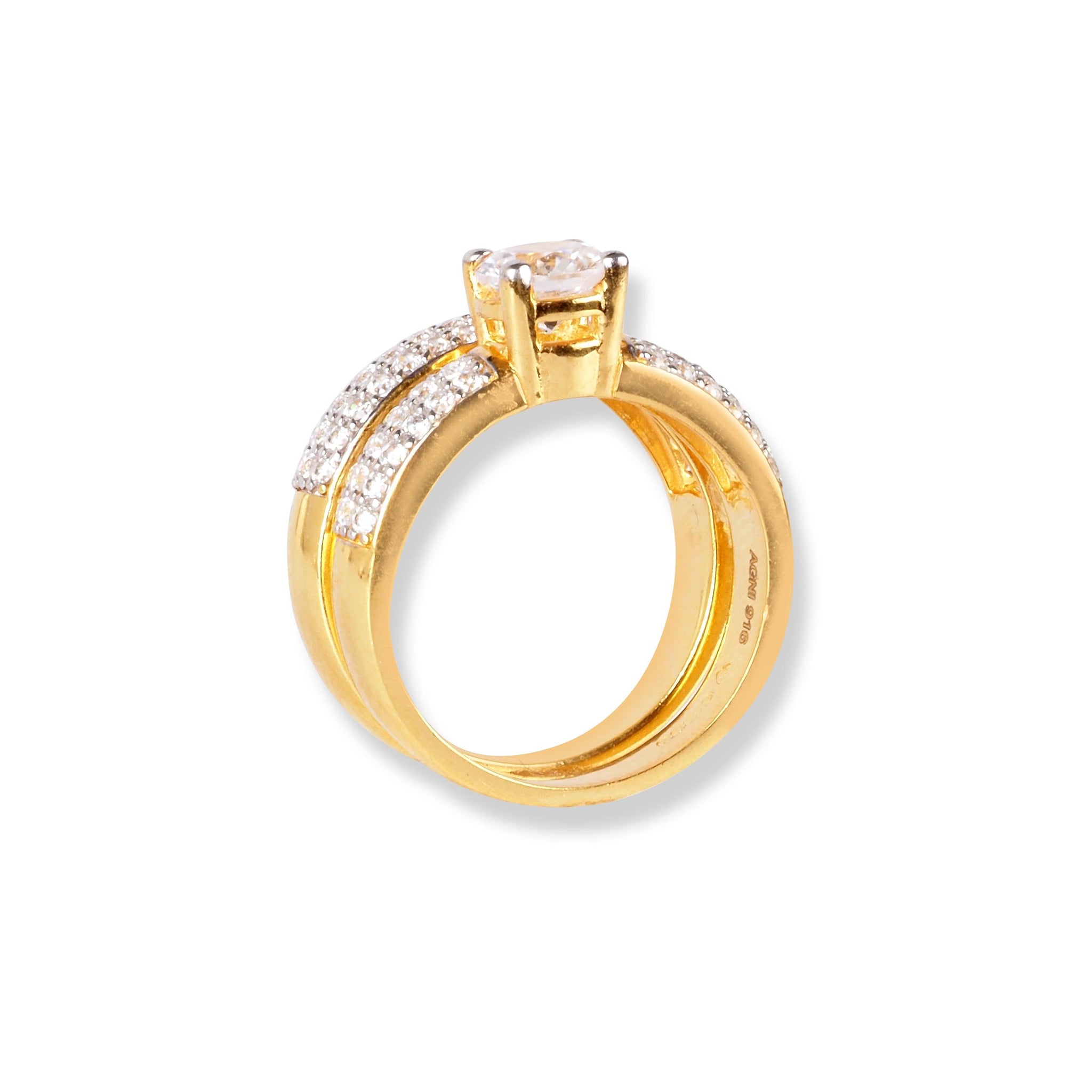 22ct Gold Swarovski Zirconia Engagement Ring and Wedding Band Suite LR-6630