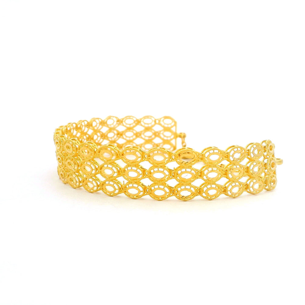 22ct Gold Three Row Lobster Clasp Bracelet – Traditional Intricate Look