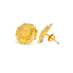 22ct Gold Set with Filigree Work (Pendant + Chain + Stud Earrings) (13.5g)-7936 - Minar Jewellers