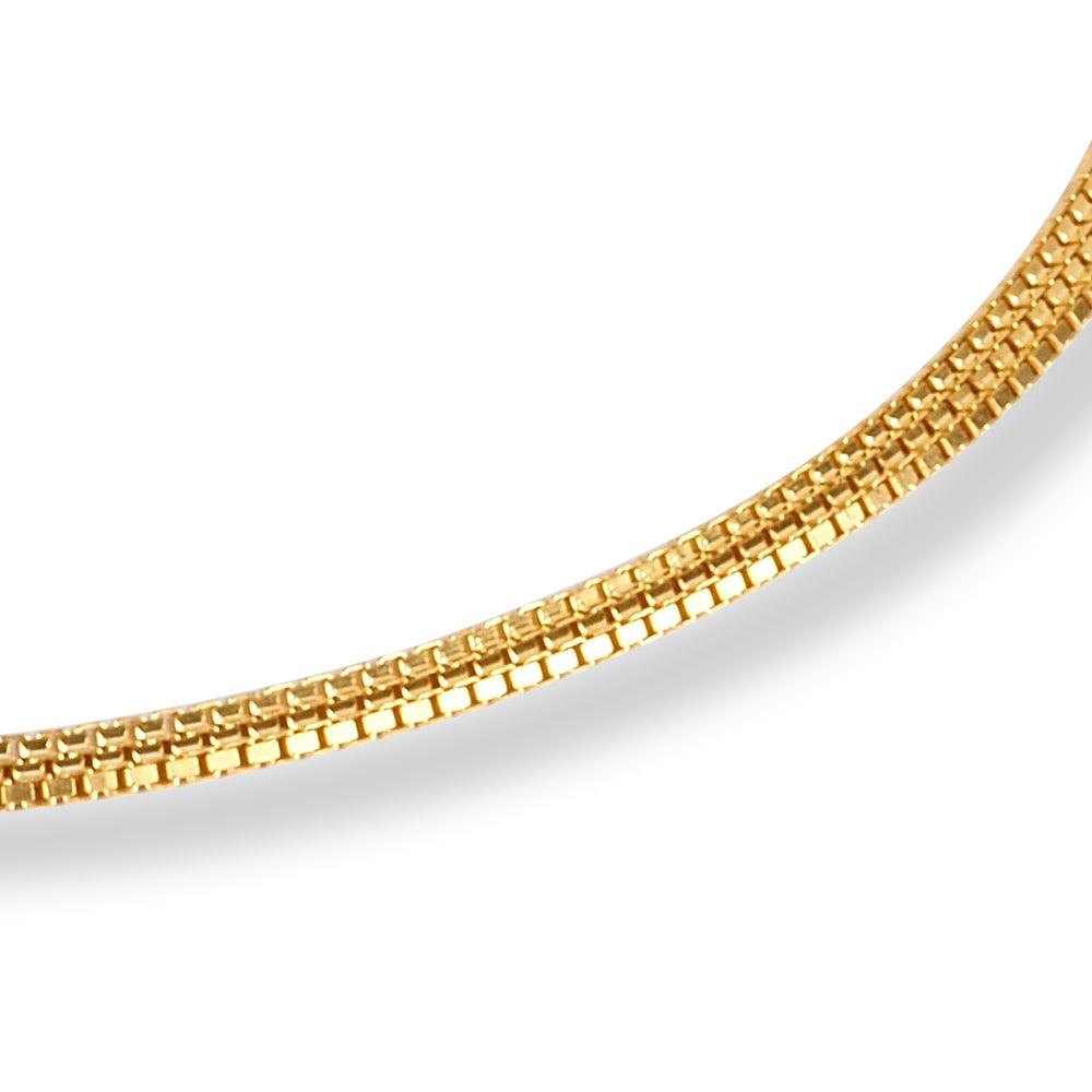 22ct Gold Anklet in Box Chain Design with Ghughri Charm & '' S '' Clasp A-8266