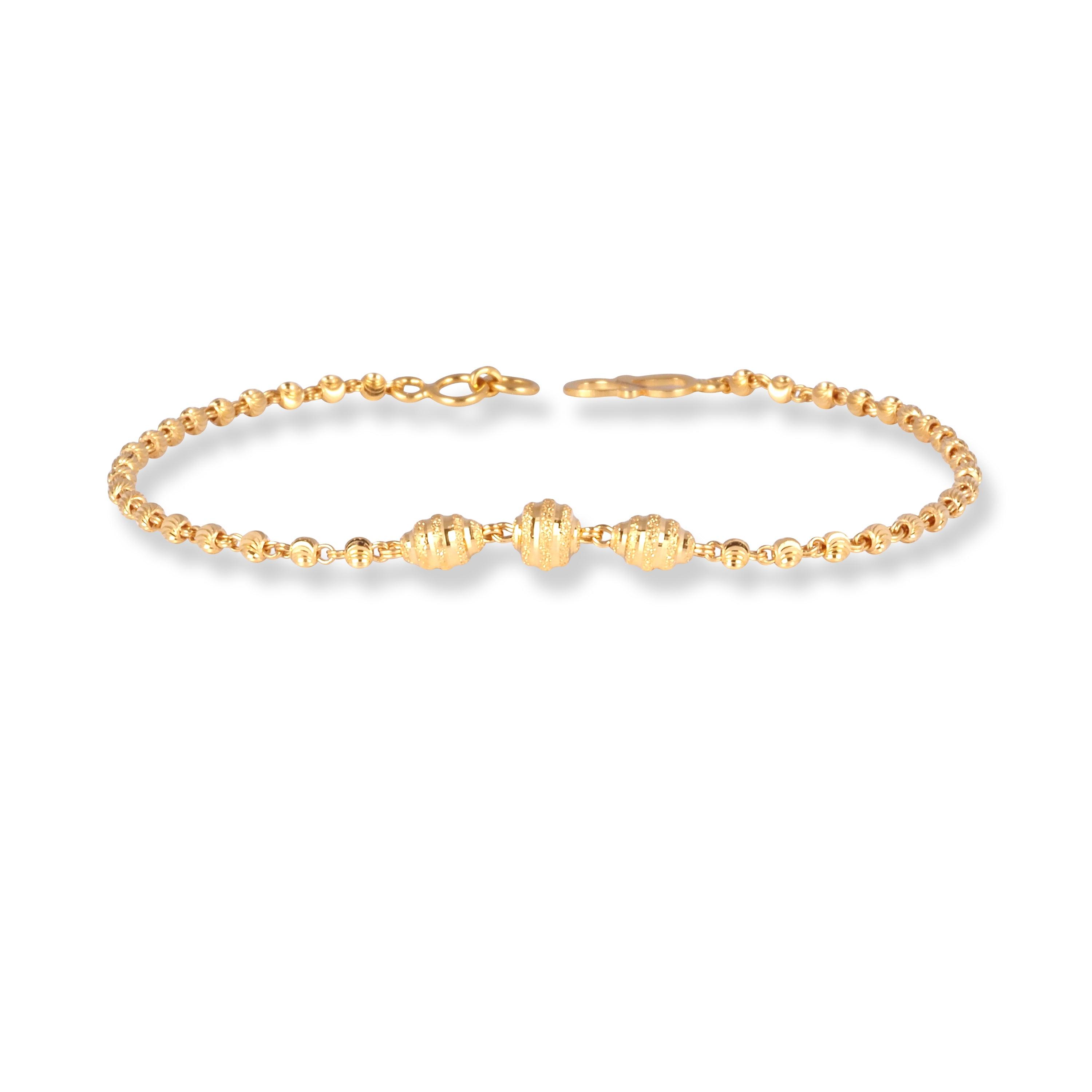 22ct Gold Ladies Beaded Bracelet with ''S'' Clasp LBR-7150 - Minar Jewellers