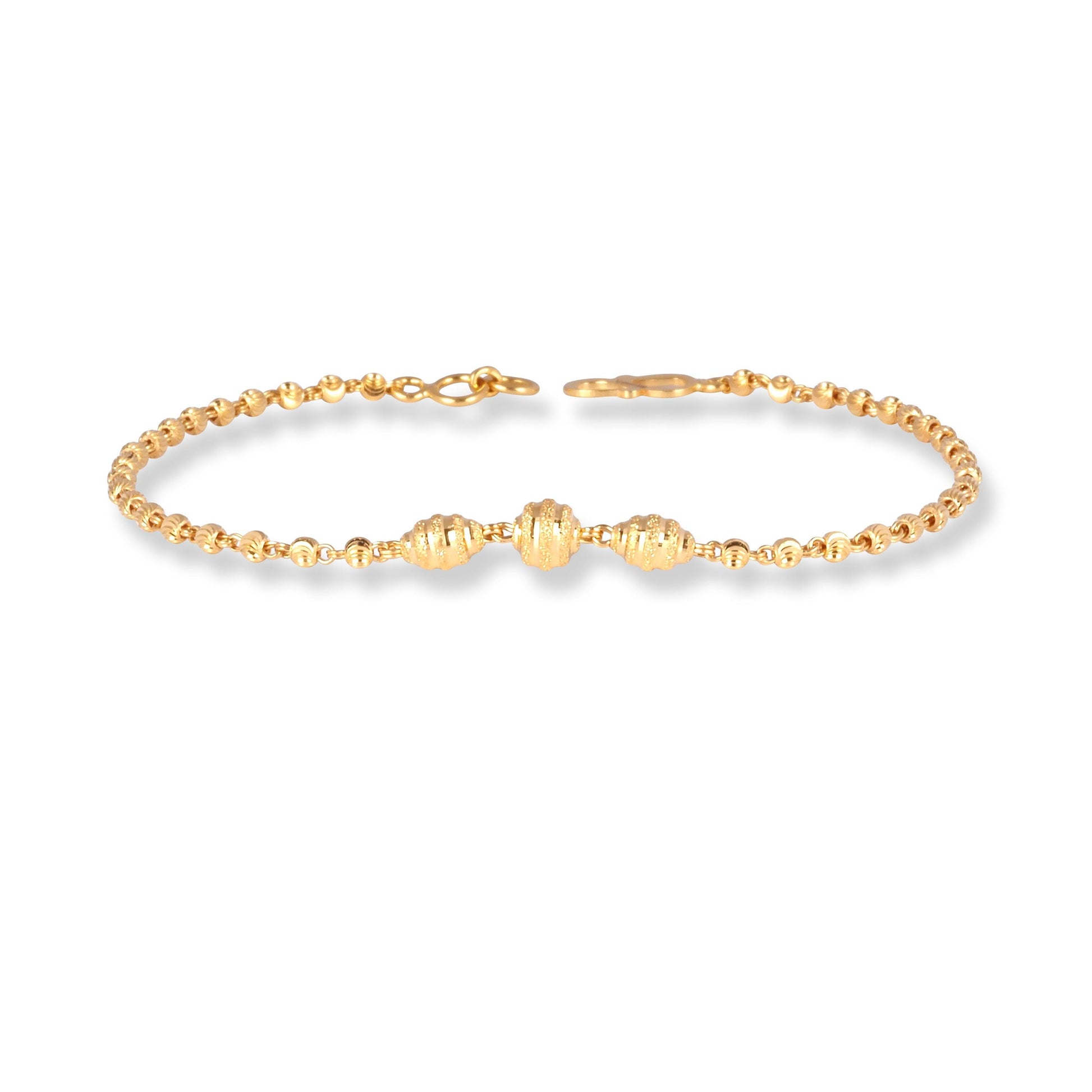 22ct Gold Ladies Beaded Bracelet with ''S'' Clasp LBR-7150 - Minar Jewellers