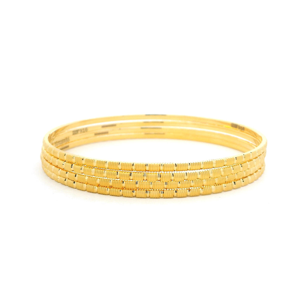 22ct Yellow Gold Satin Finish Bangles – Set of Four Elegant Bangles
