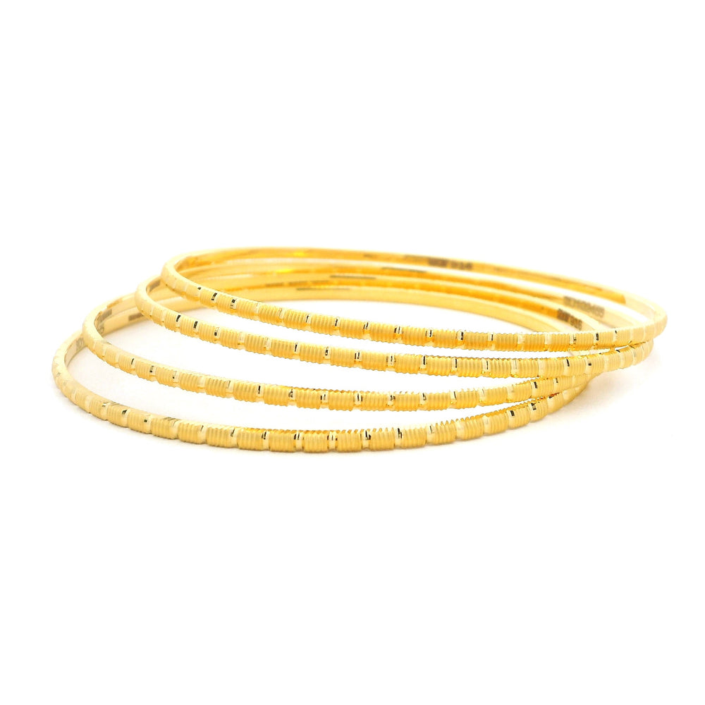 22ct Yellow Gold Satin Finish Bangles – Set of Four Elegant Bangles