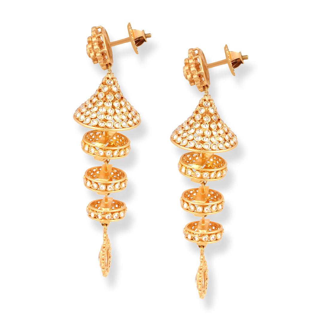 22ct Gold Antiquated Floral Choker Necklace & Earrings Set with Pink Accents – Heritage Bridal Jewellery