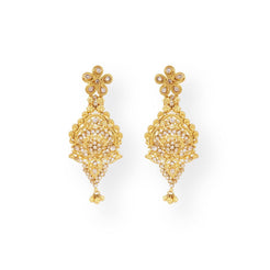 22ct Gold Antique-Style Bridal Necklace & Earrings Set with Intricate Filigree