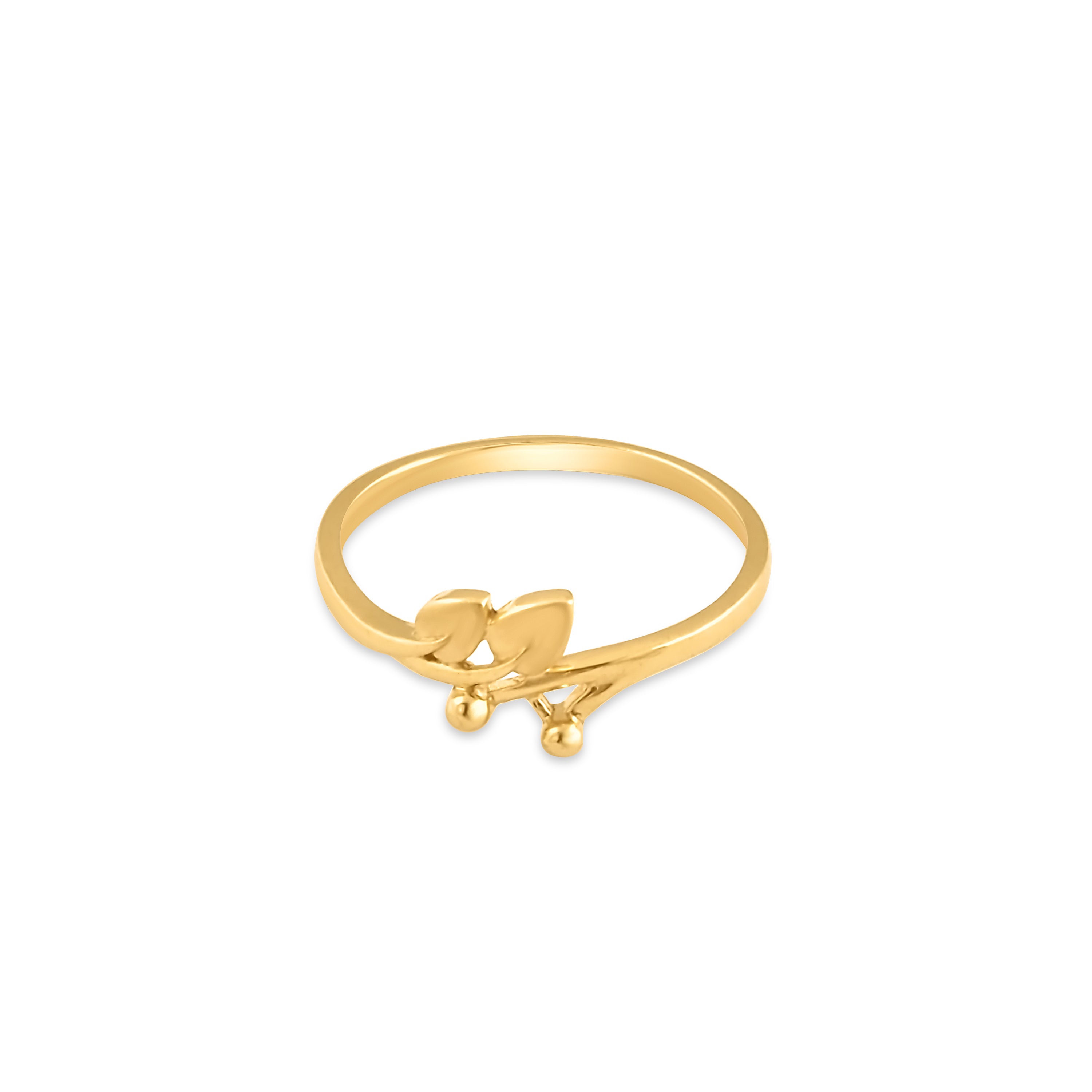22ct Gold Bead and Leaf Design Ring | Size K