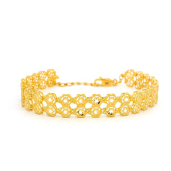 22ct Gold Bracelet – Detailed Two Row Geometric Pattern with Lobster Clasp