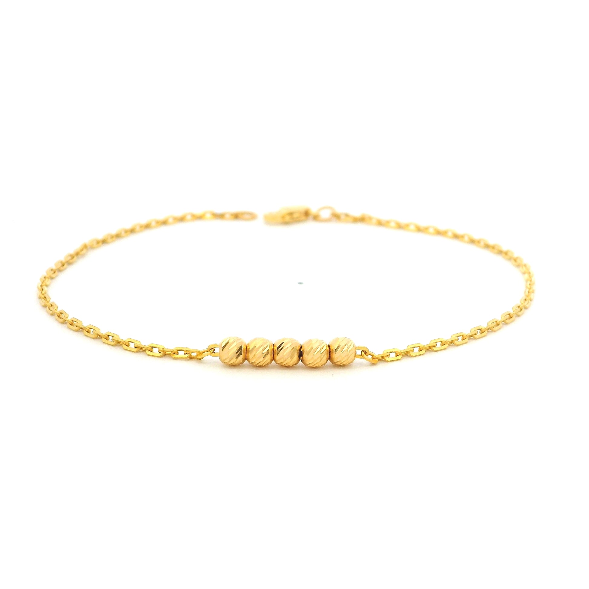 22ct Gold Bracelet with Five Diamond-Cut Beads – Perfect for Gifts & Everyday Wear
