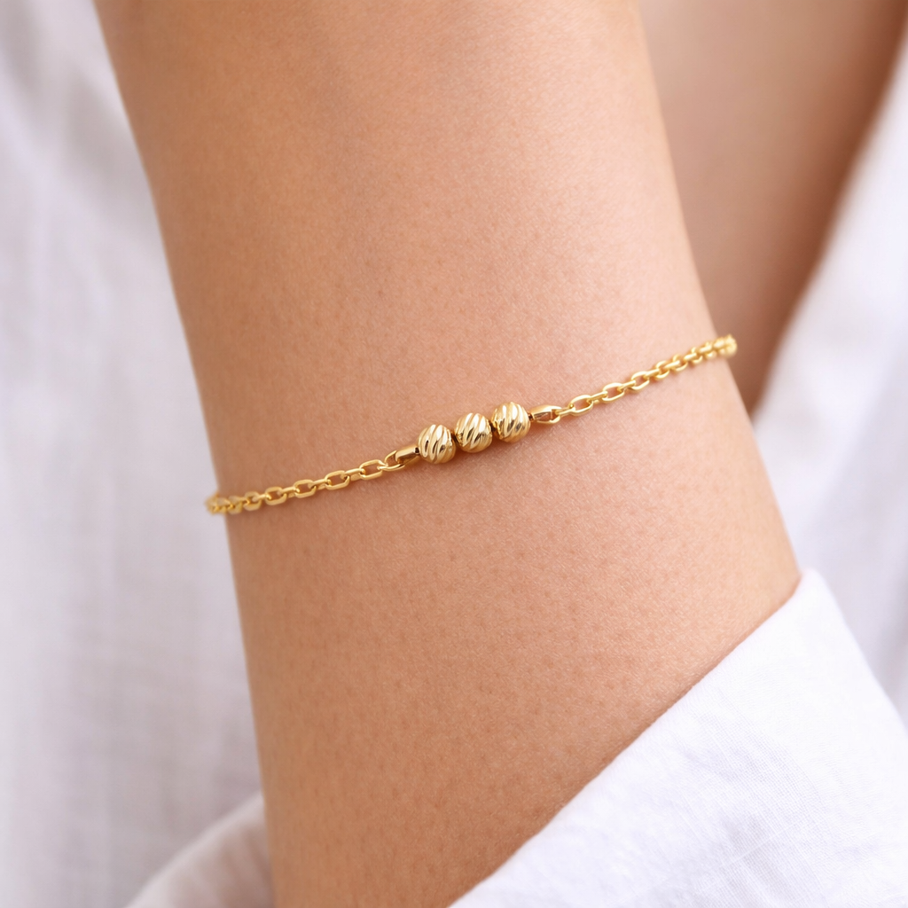 22ct Gold Bracelet with Diamond-Cut Beads – Perfect for Gifts & Everyday Wear