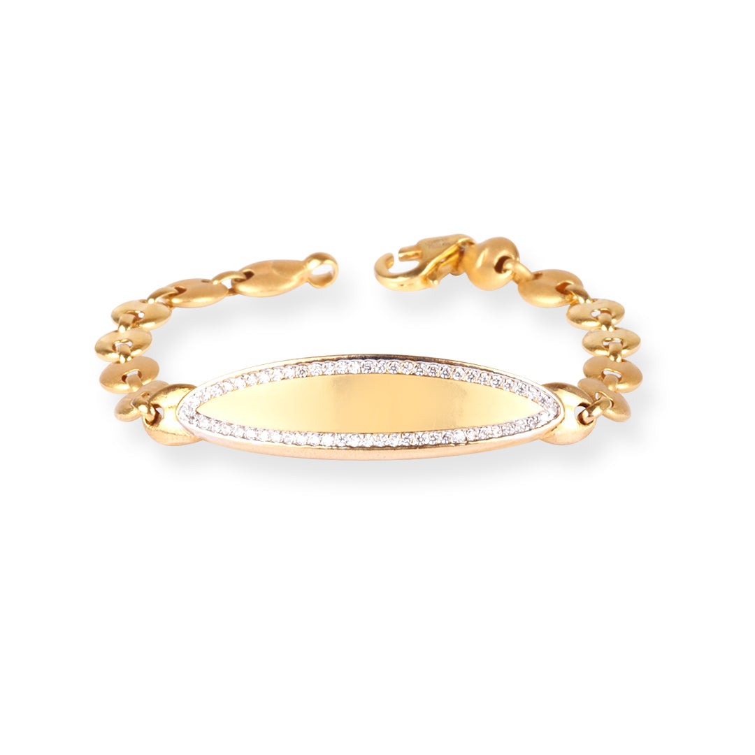 22ct Gold Children's Bracelet with Sparkling ID Plate