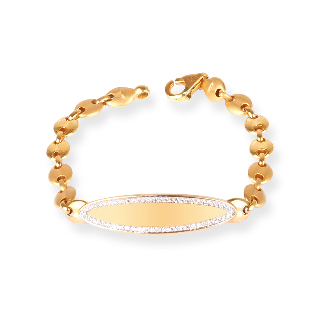 22ct Gold Children's Bracelet with Sparkling ID Plate