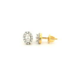22ct Gold Cluster Design Ear Studs with Oval and Round Cubic Zirconia Stones