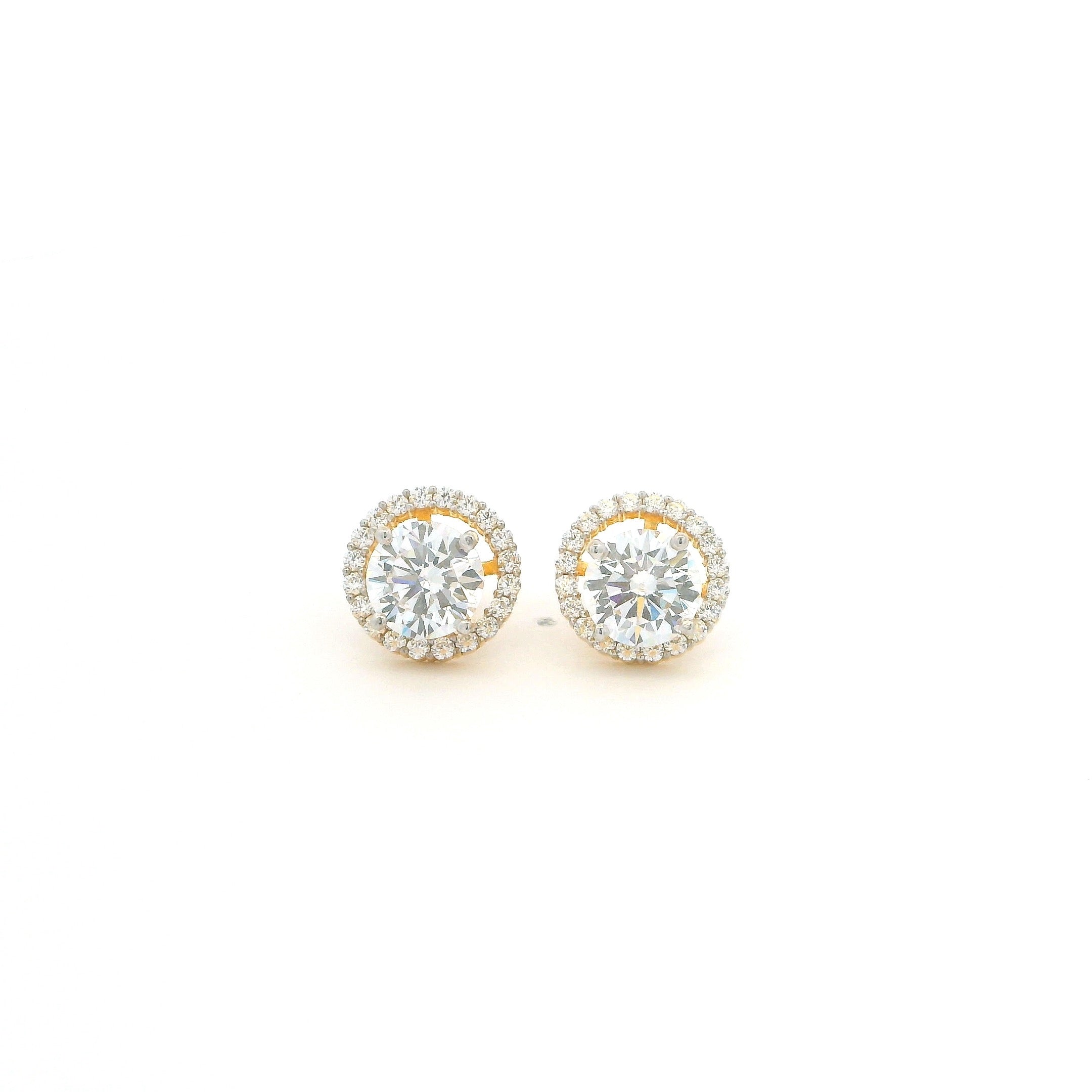 22ct Gold Convertible Stud Earrings with Removable Cubic Zirconia Halo