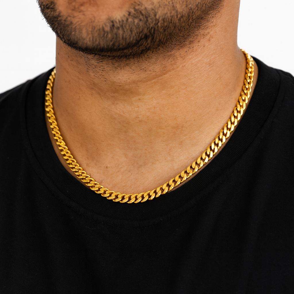 Solid 22ct Yellow Gold Cuban Link Chain with Lobster Clasp Necklace