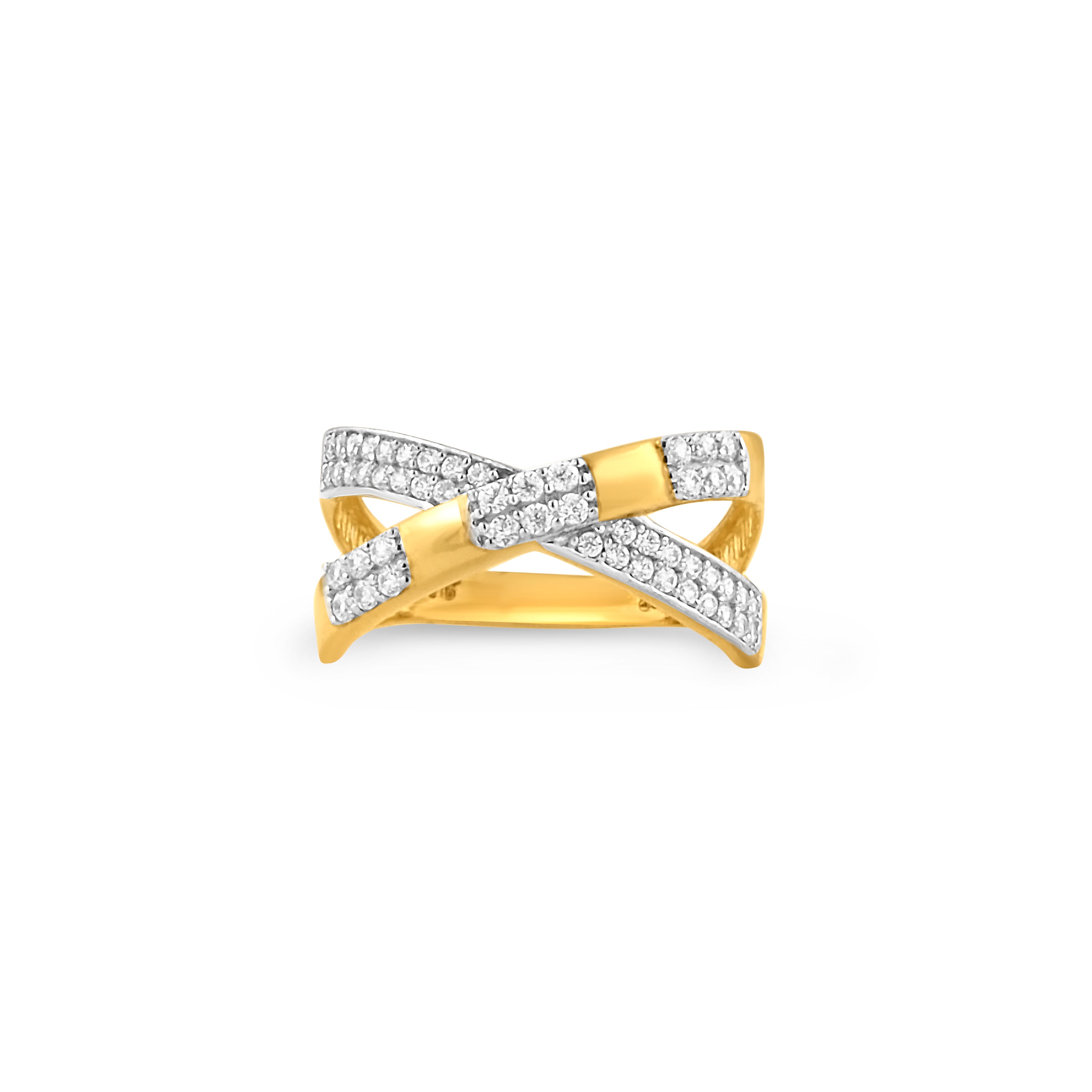 22ct Gold Cubic Zirconia Dress Ring – Crossover Design | Size N½