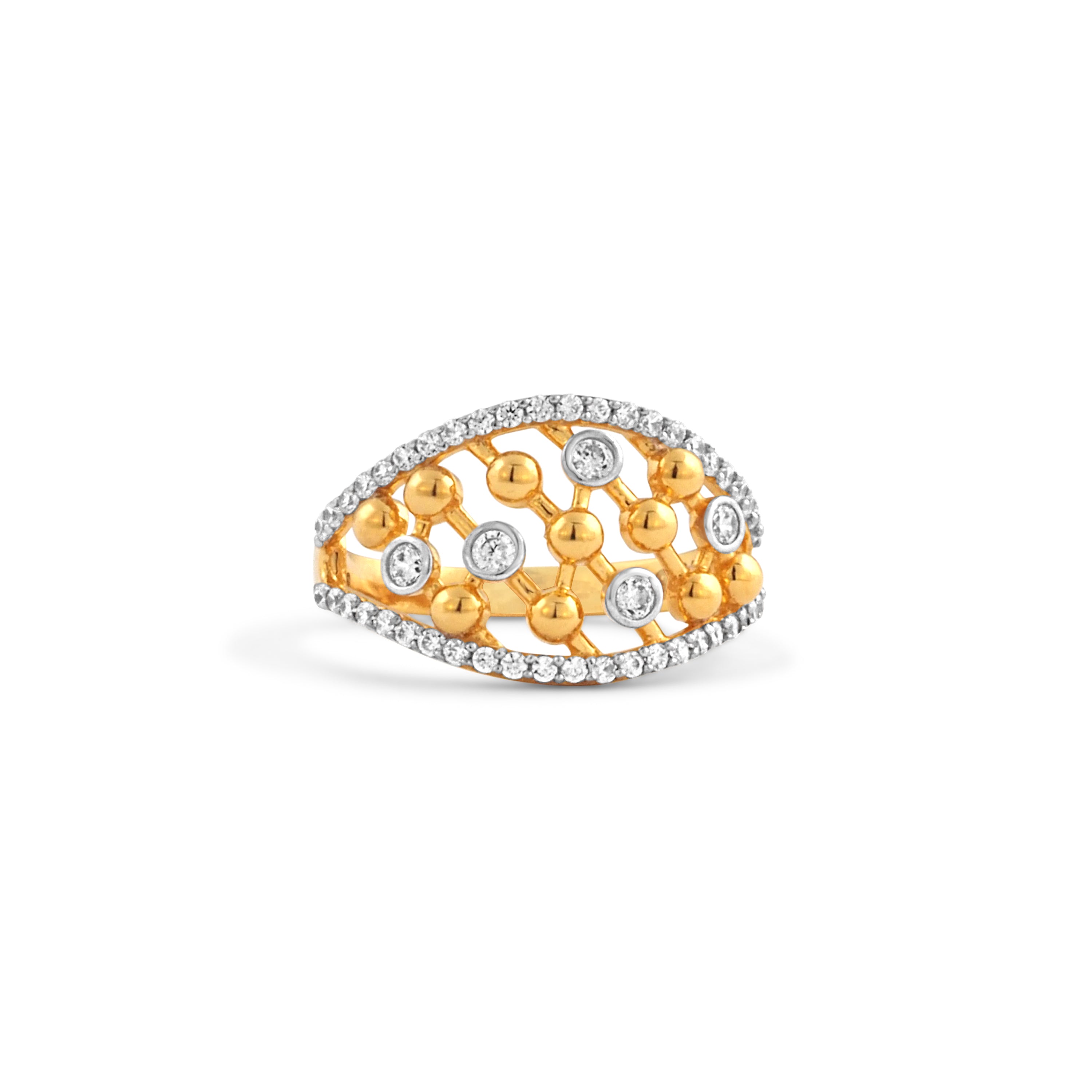 22ct Gold Cubic Zirconia Dress Ring – Open Lattice Design | Size O½