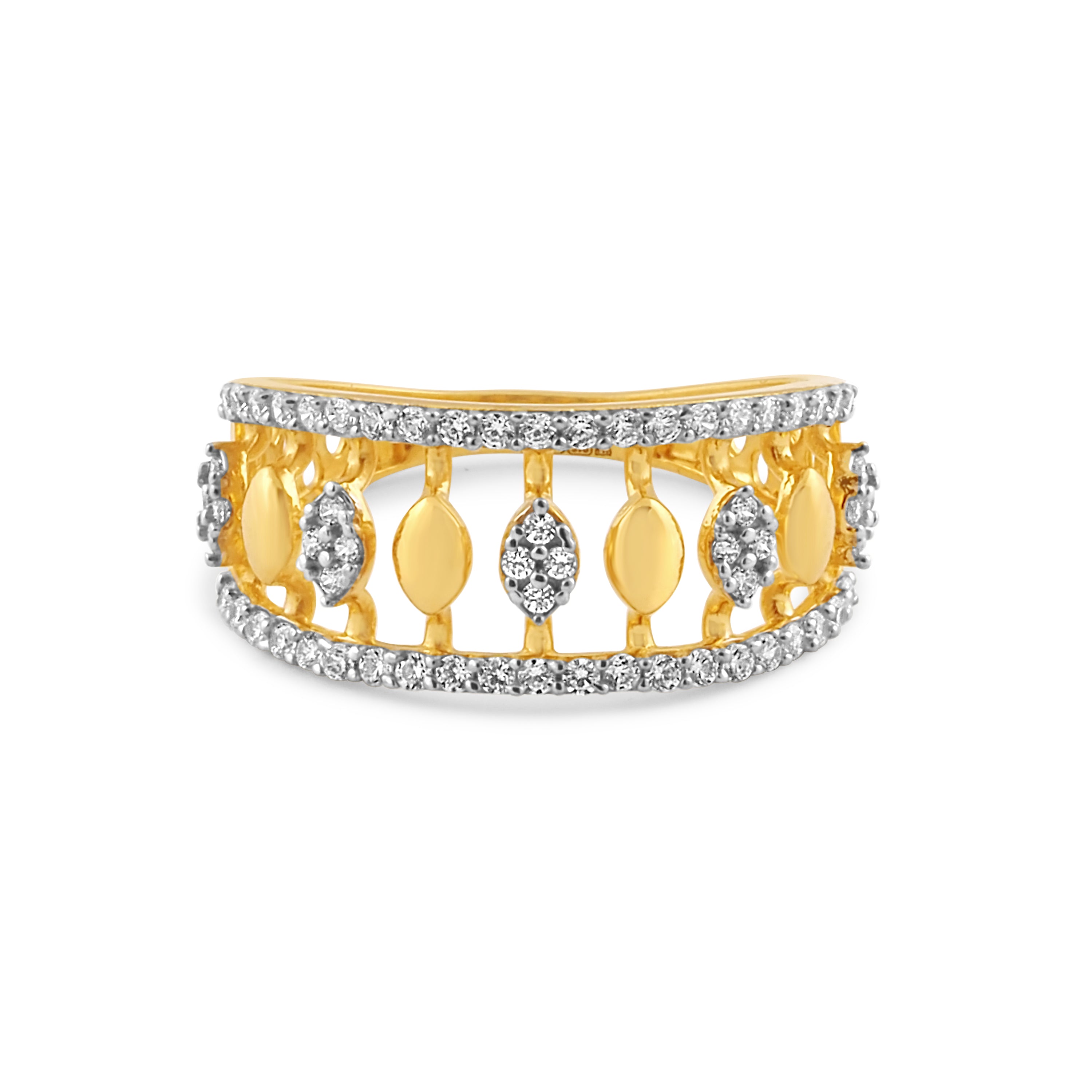 22ct Gold Cubic Zirconia Statement Ring – Elegant Gold Ring | Size P½