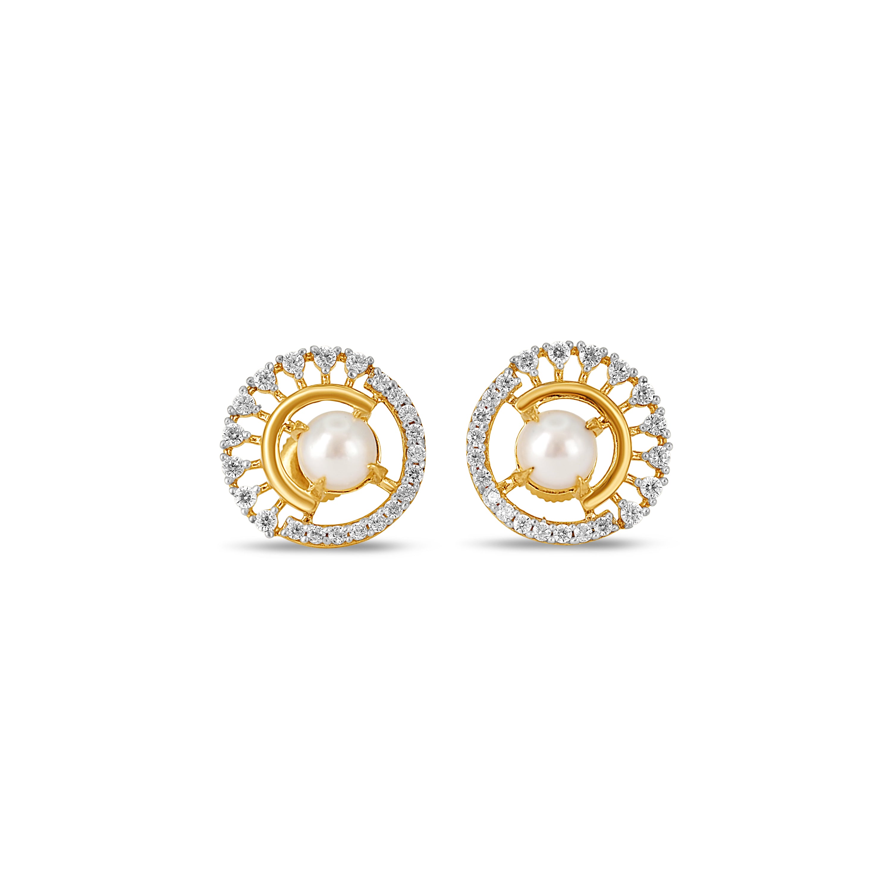 22ct Gold Cubic Zirconia and Cultured Pearl Earrings – Unique Sparkle