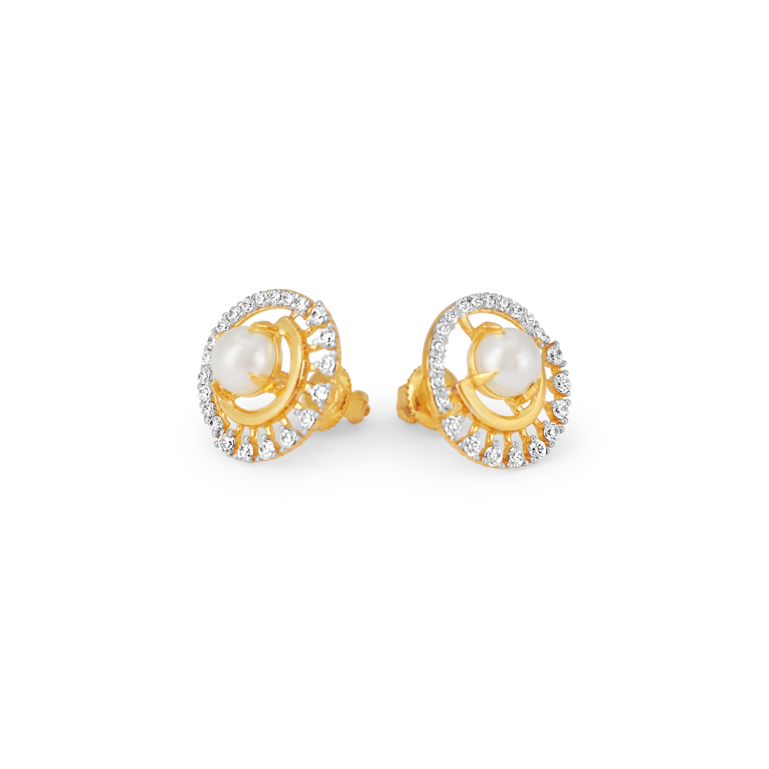22ct Gold Cubic Zirconia and Cultured Pearl Earrings – Unique Sparkle