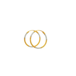 22ct Gold Diamond Cut Hoop Earrings with Rhodium Plating | Elegant Shine