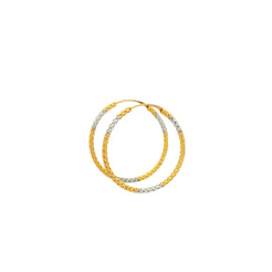 22ct Gold Diamond Cut Hoop Earrings with Rhodium Plating | Elegant Shine