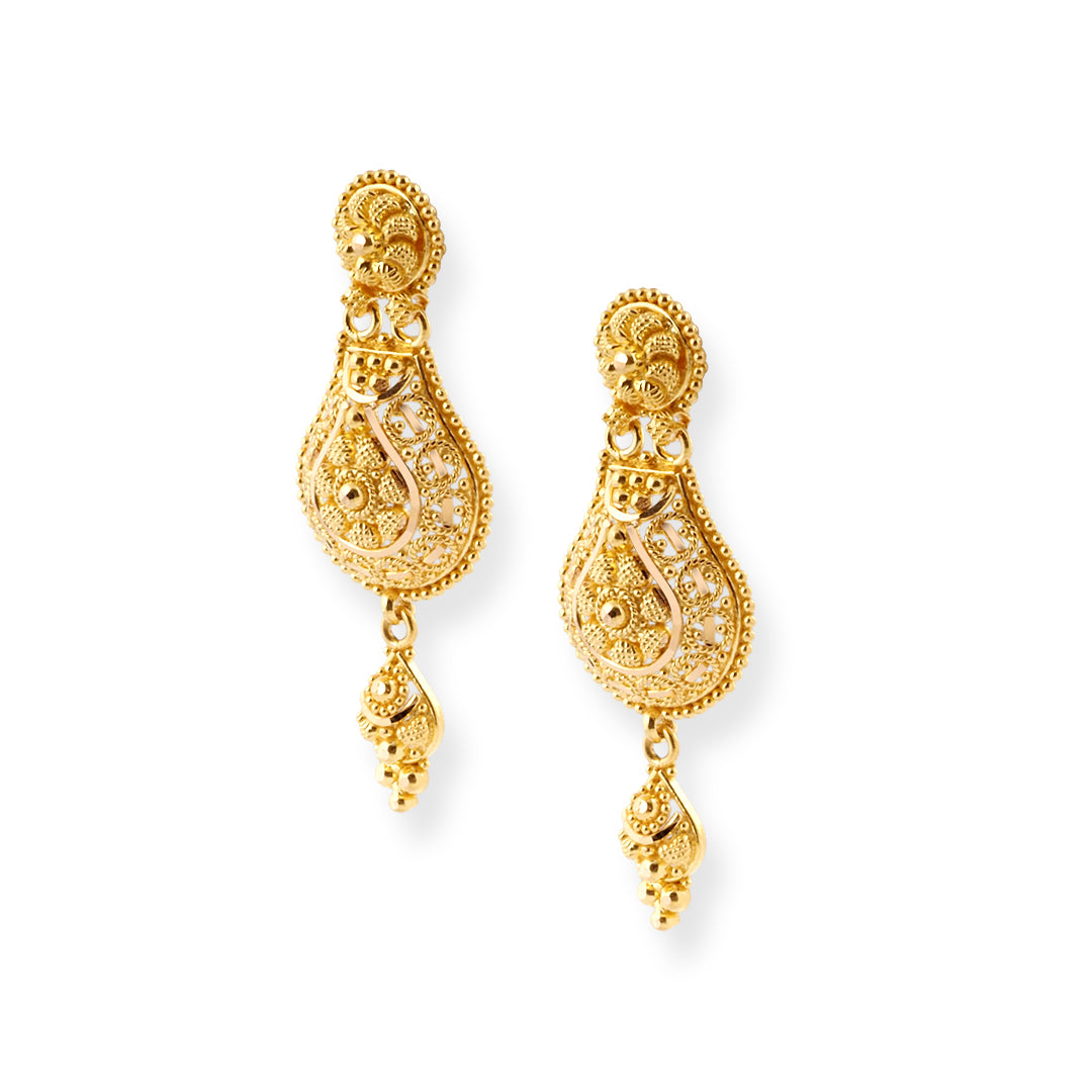 22ct Gold Filigree Necklace Earrings Set – Traditional Bridal Design