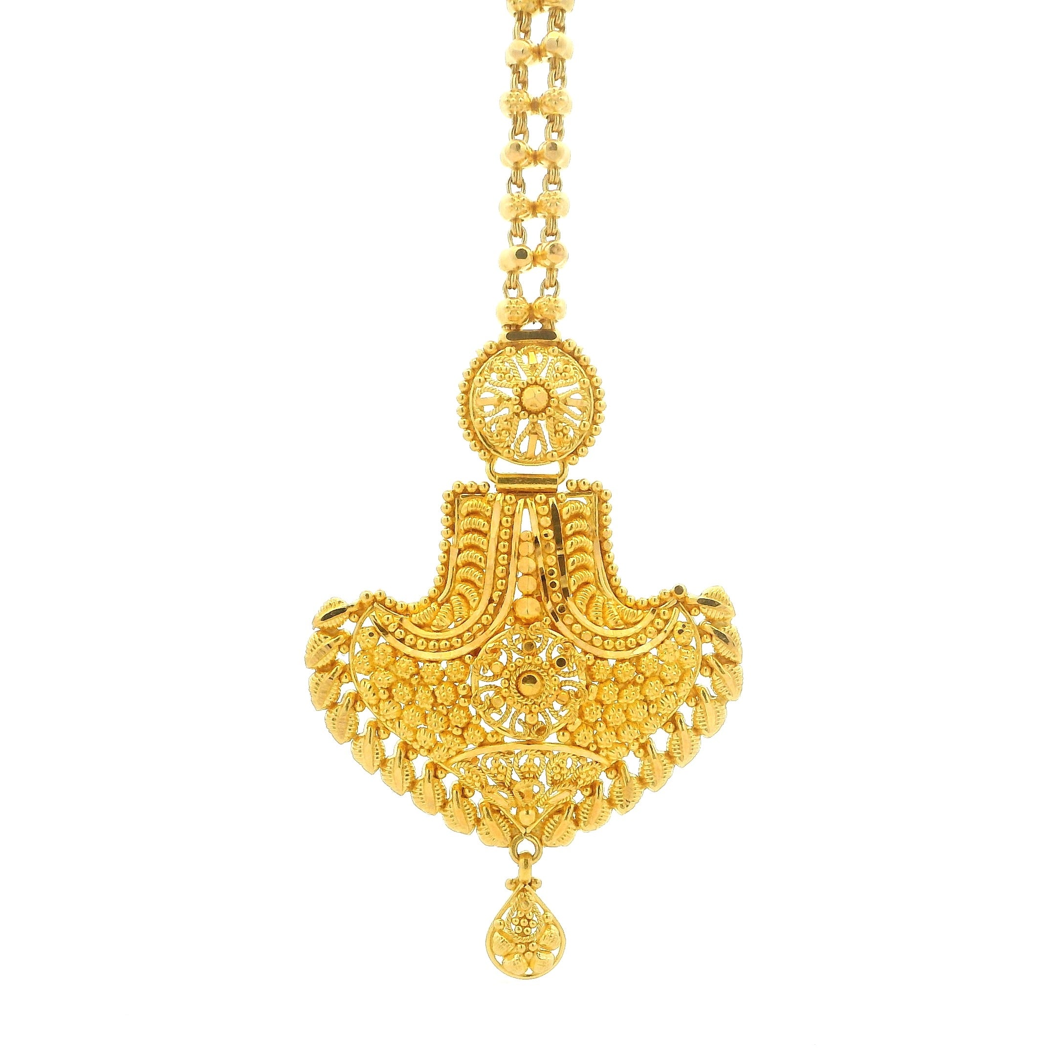 22ct Gold Filigree Tikka – Traditional Bridal Maang Tikka Design