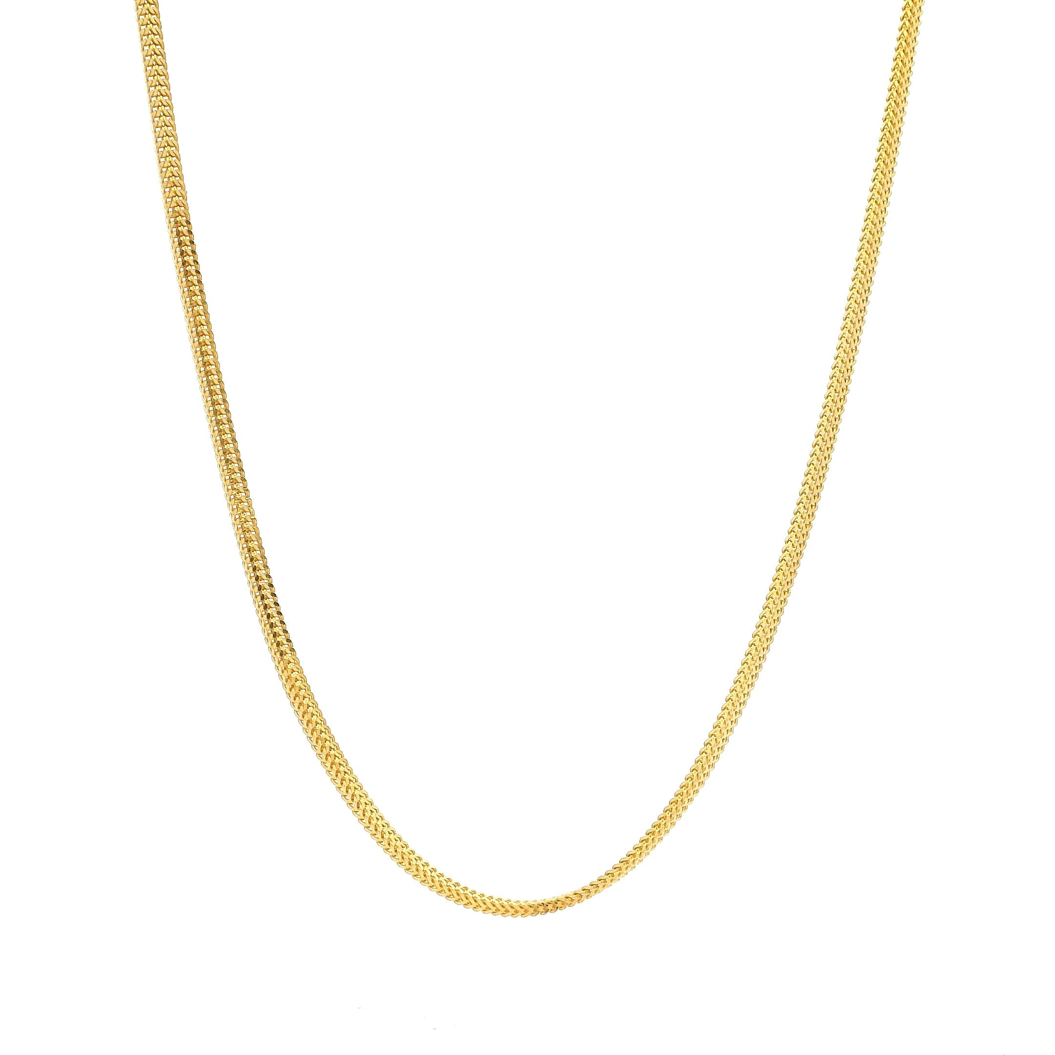 22ct Gold Flat Foxtail Chain Necklace – Sleek Classic Design | 18 inches