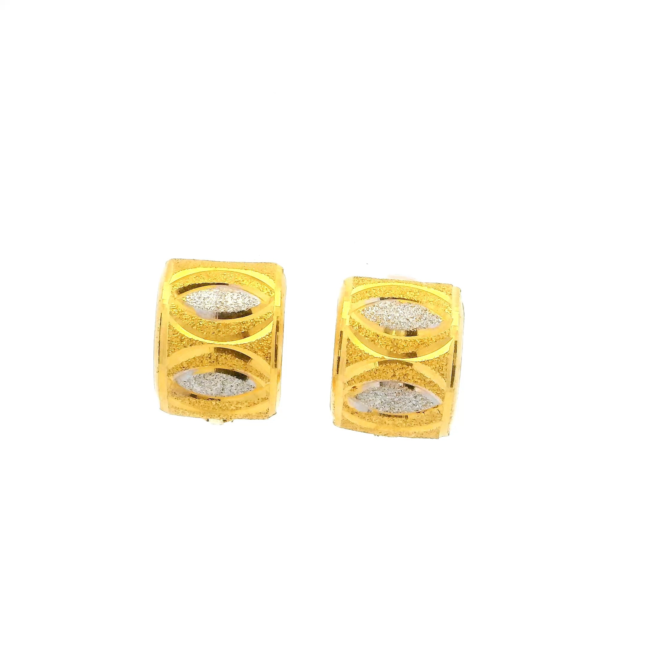 22ct Gold Hoop Earrings with Rhodium Plating – Modern Pattern Finish