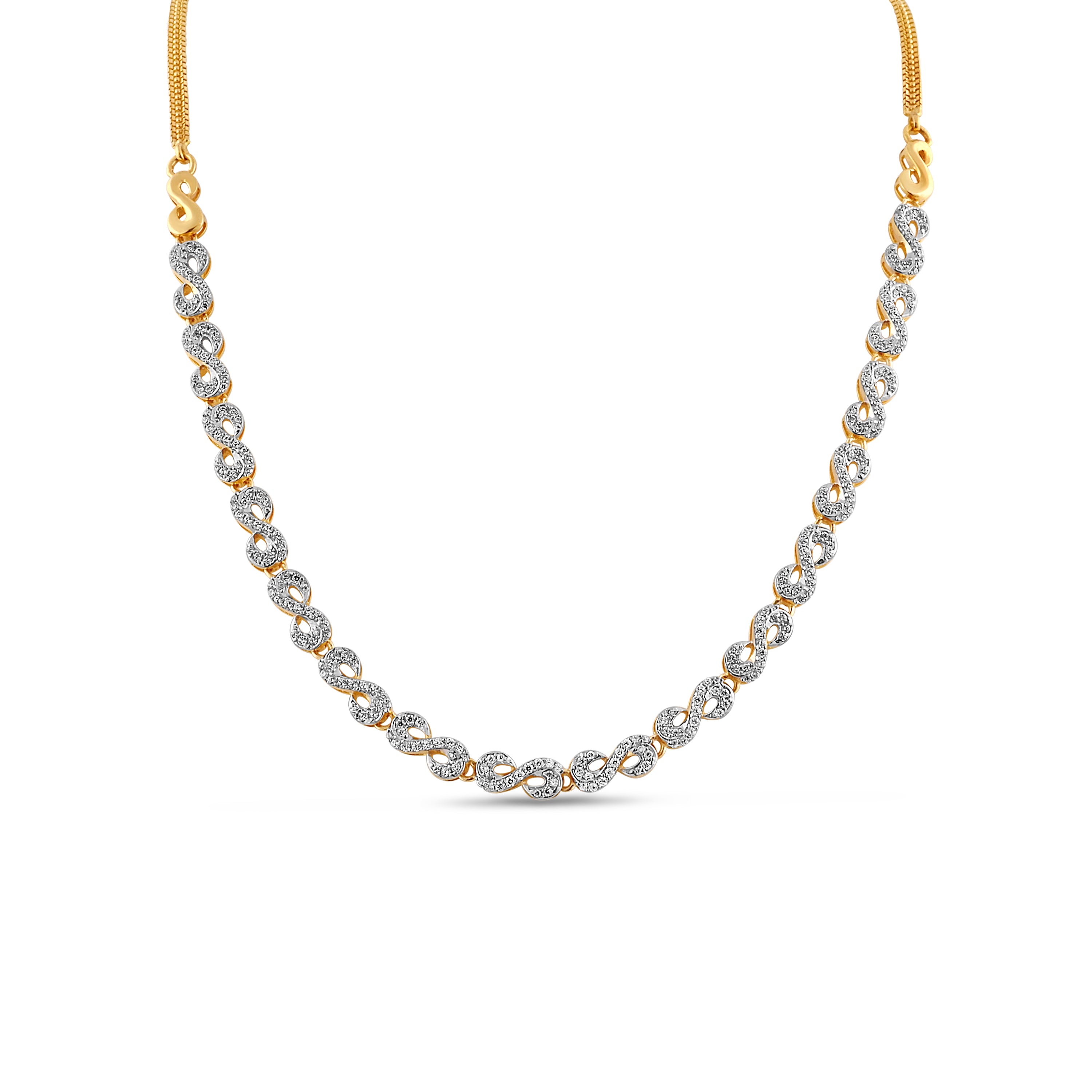 22ct Gold Infinity Pattern Necklace Set with Matching Cubic Zirconia Earrings