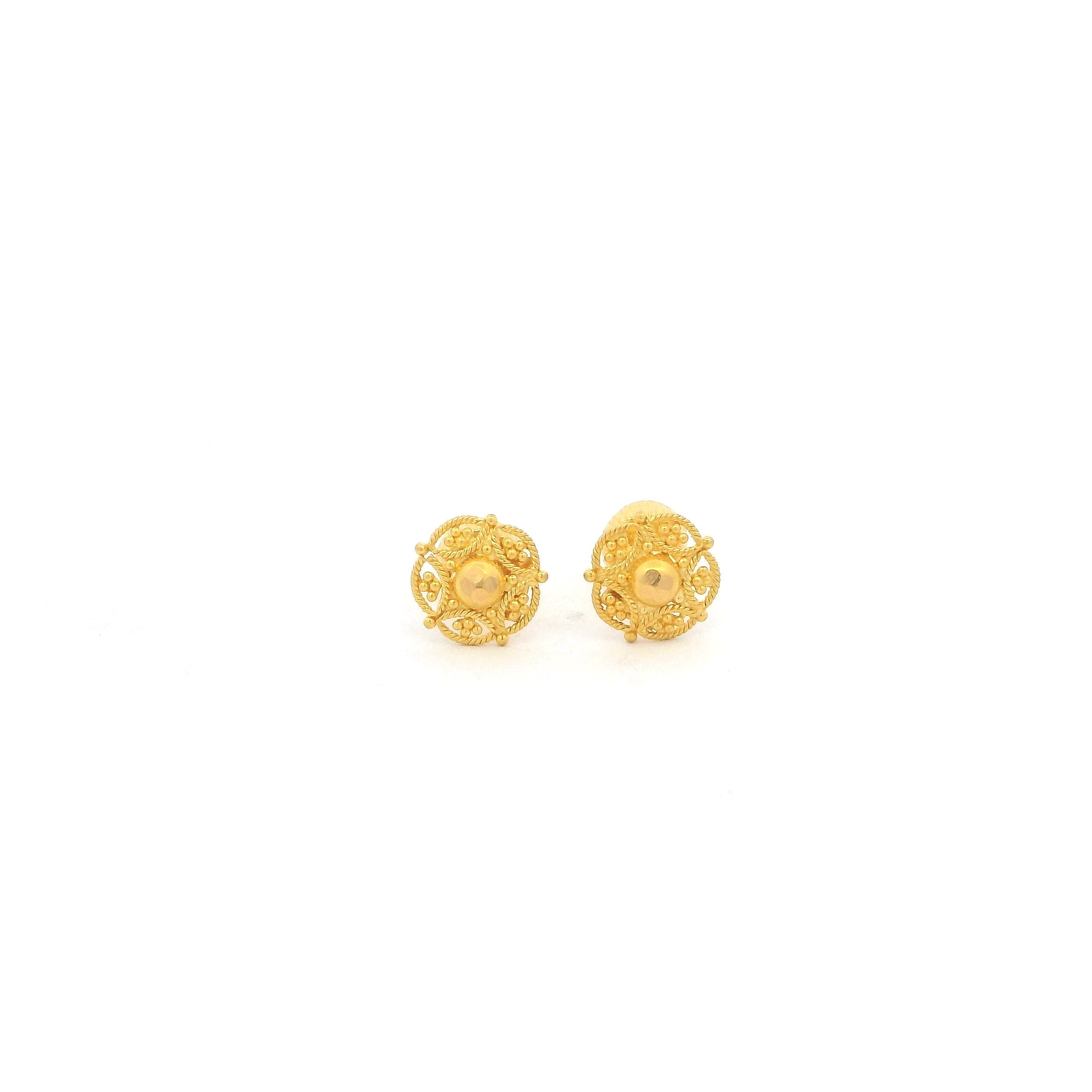 22ct Gold Intricate Filigree Stud Earrings for Everyday Elegance
