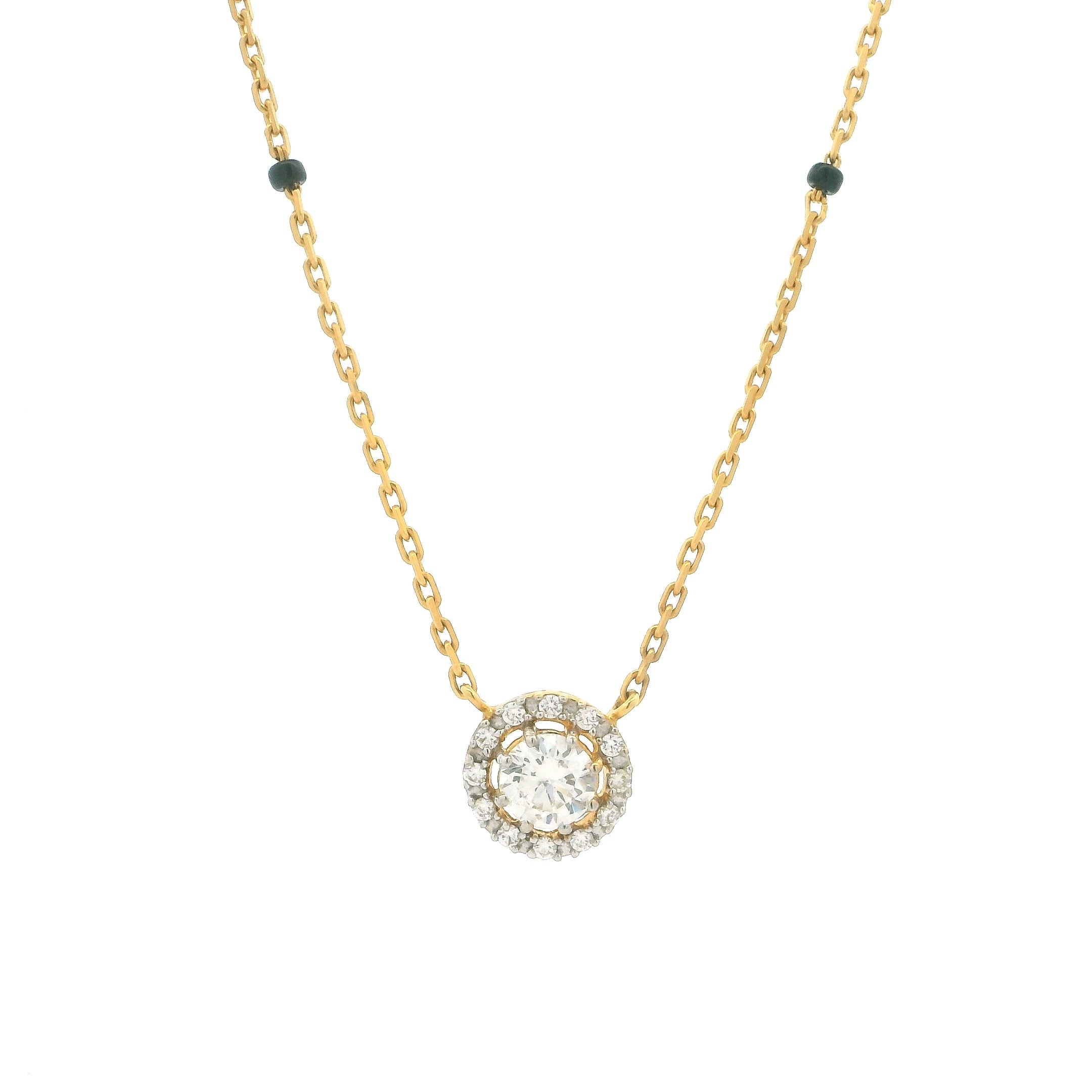 22ct Gold Mangalsutra with CZ Circle Pendant & Rounded Trigger Clasp