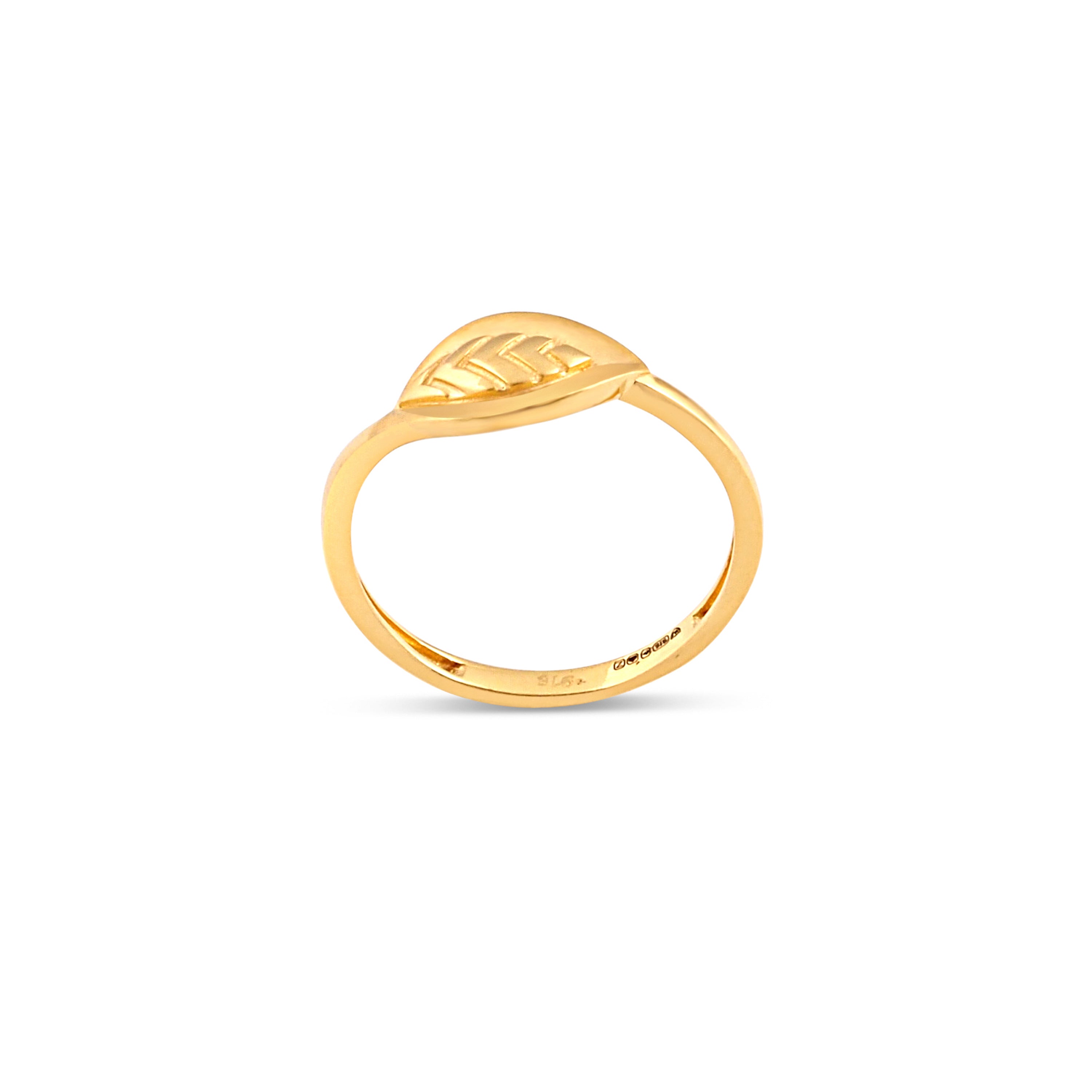 22ct Gold Minimalist Leaf Design Ring | Size M
