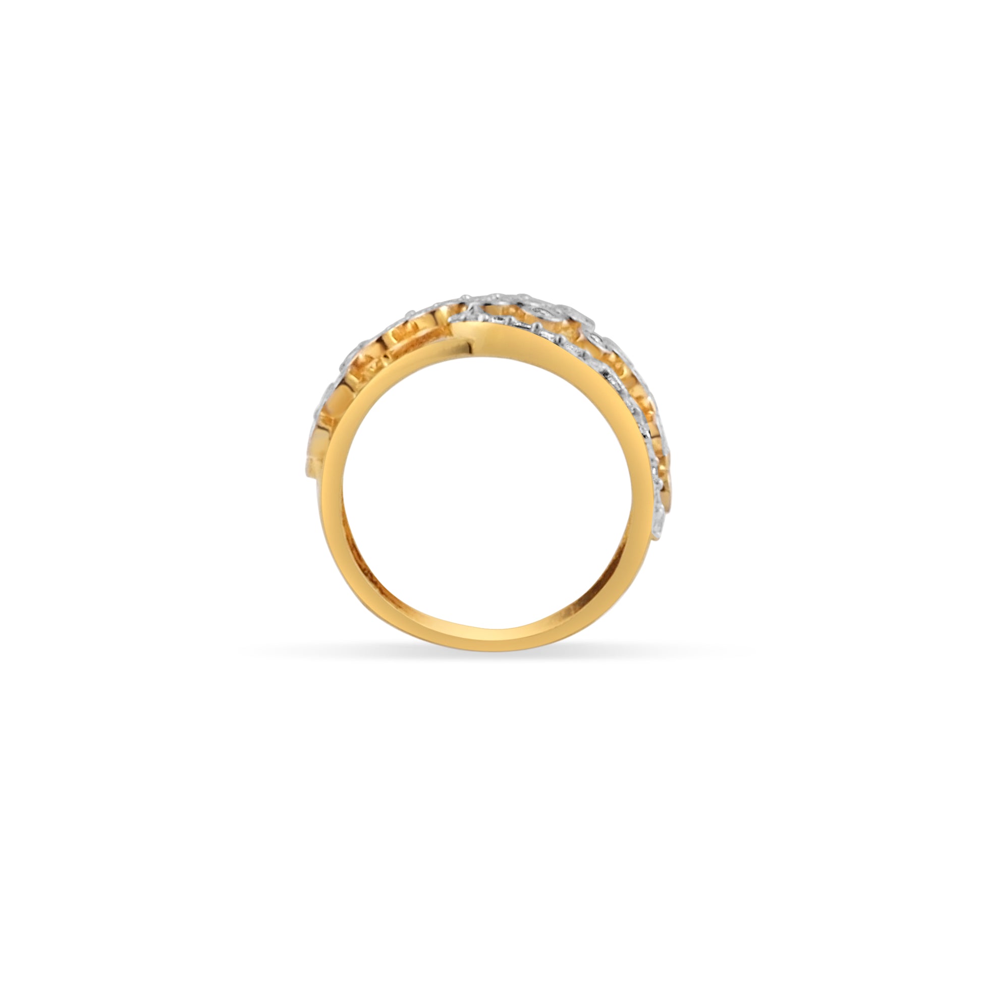 22ct Gold Open Pattern Dress Ring with Sparkling Cubic Zirconia | Size I½