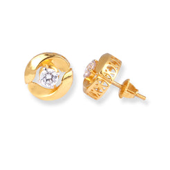 22ct Gold Pendant & Earrings Set with Cubic Zirconia – Modern Floral Design