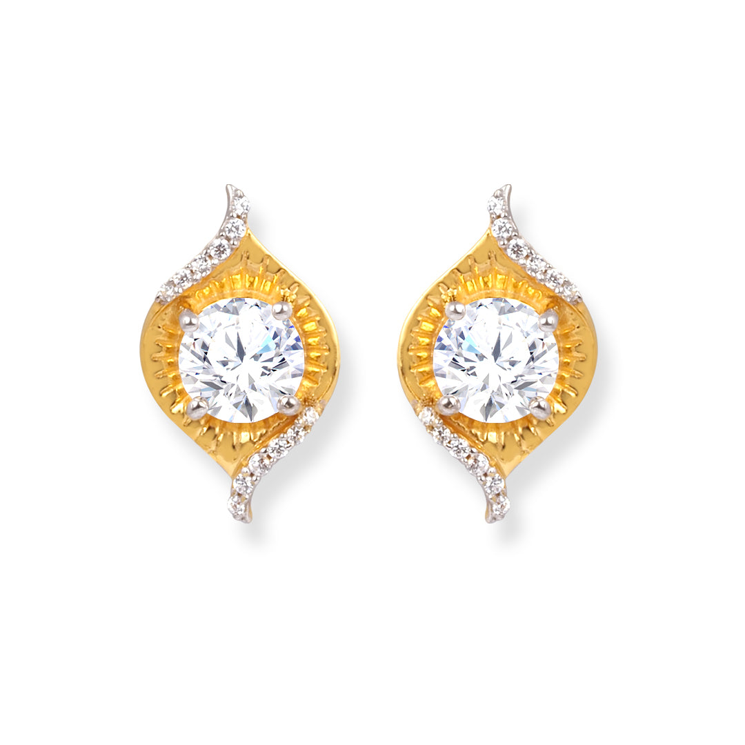 22ct Gold Pendant Suite with Cubic Zirconia Stones – Necklace & Earrings Set