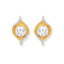 22ct Gold Pendant Suite with Cubic Zirconia Stones – Necklace & Earrings Set