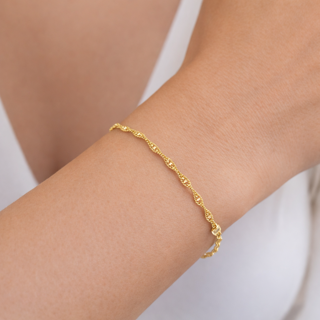 22ct Gold Ripple Chain Bracelet  Perfect for Everyday Wear & Gifting