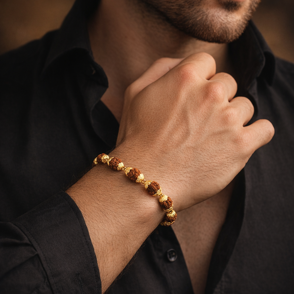 22ct Gold Rudraksha Bead Bracelet – Spiritual Gift