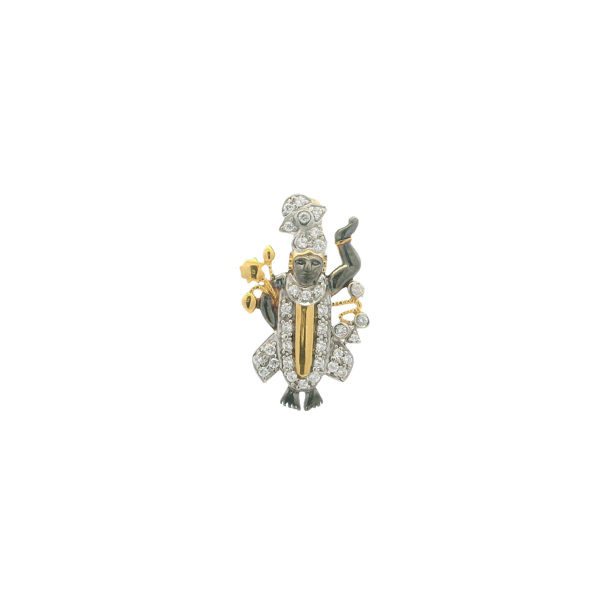 22ct Gold Shreenathji Pendant – Rhodium Plated with CZ Stones