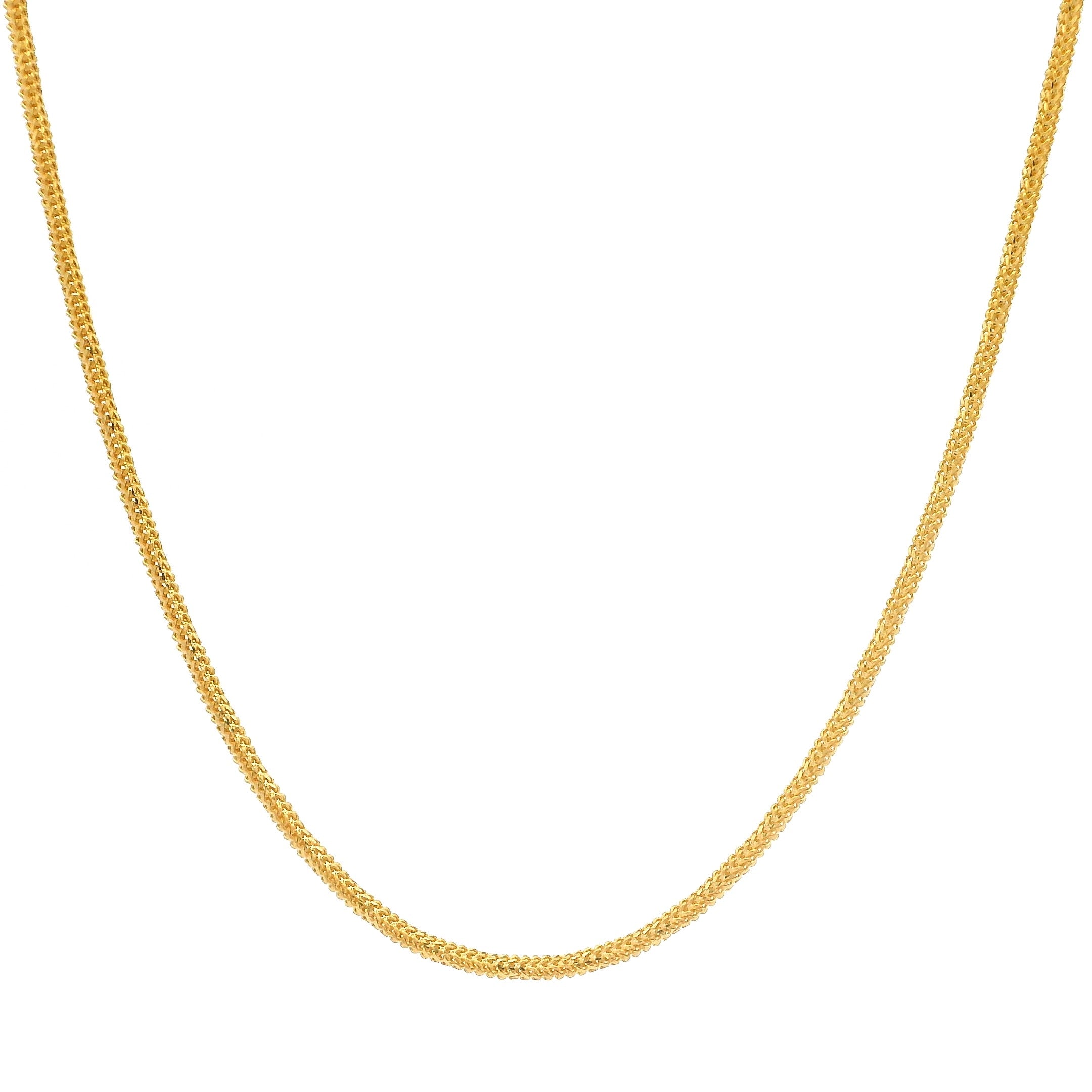 22ct Gold Sleek Hollow Foxtail Chain with Secure Clasp