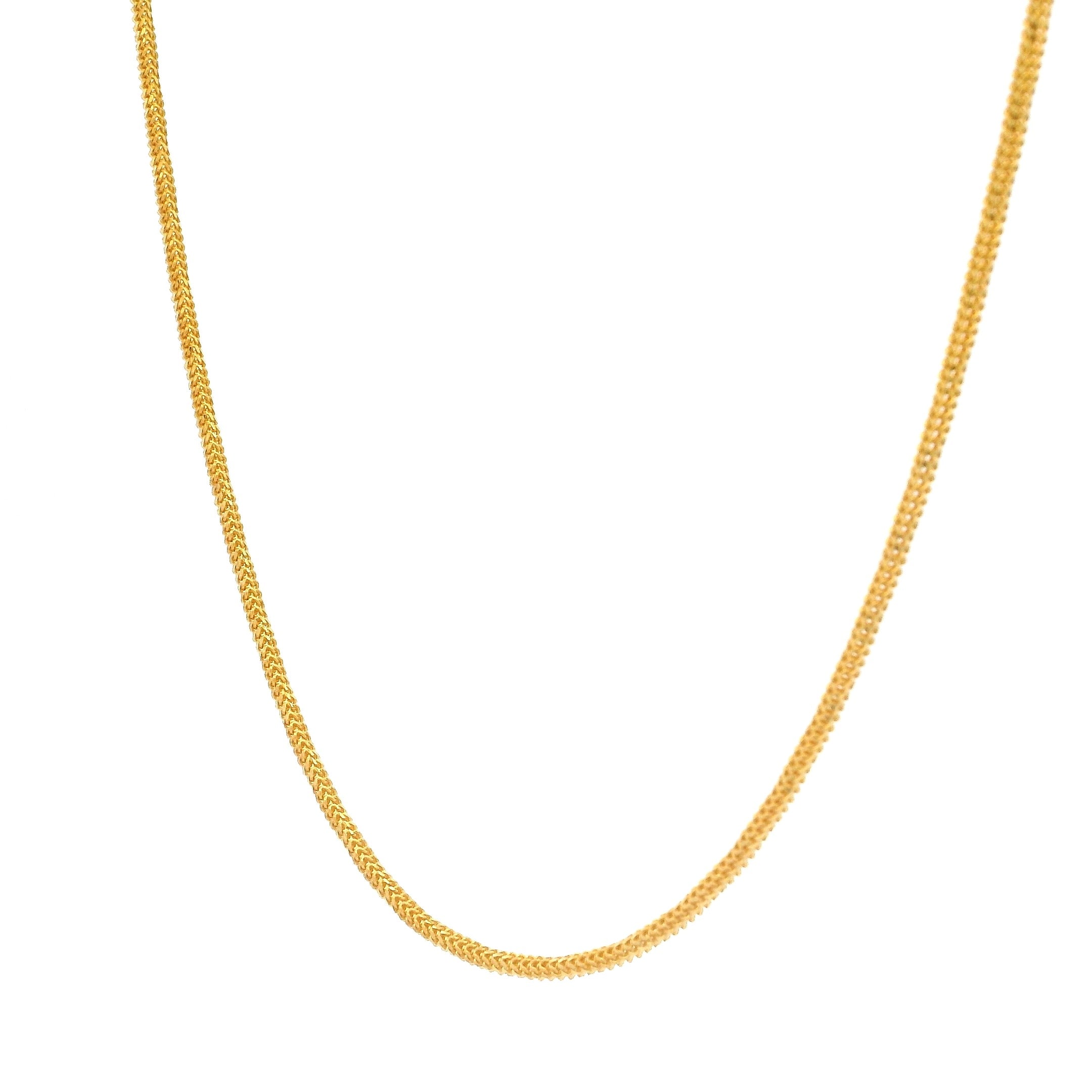 22ct Gold Sleek Hollow Foxtail Chain with Secure Lobster Clasp