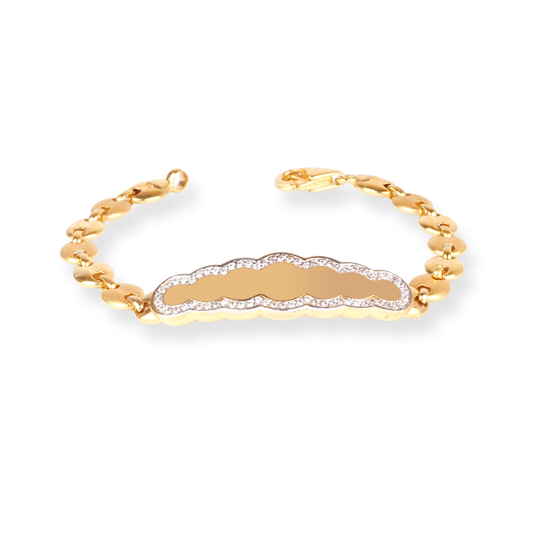 22ct Gold Stylish Kids ID Bracelet with Cubic Zirconia and Lobster Clasp