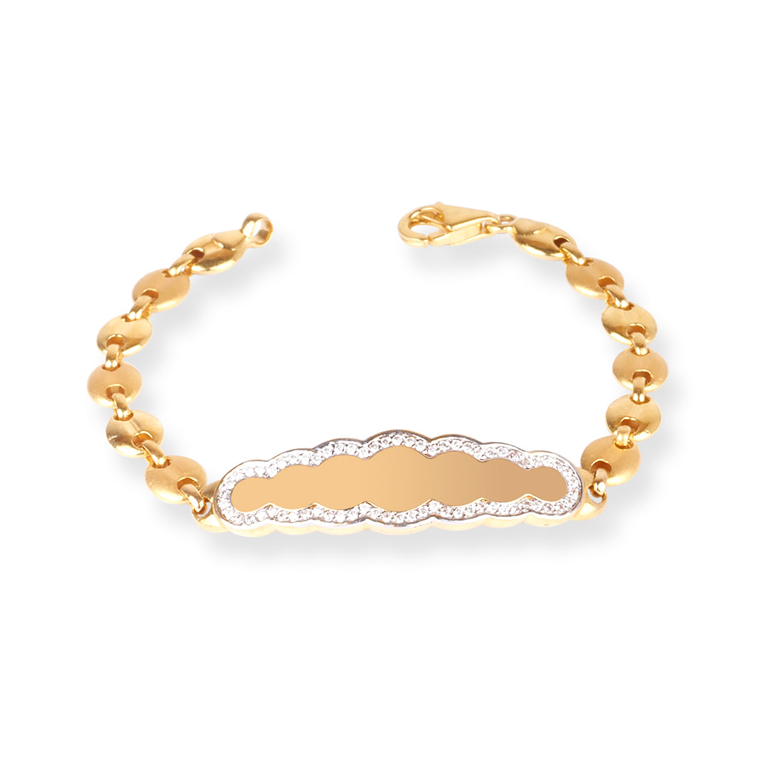 22ct Gold Stylish Kids ID Bracelet with Cubic Zirconia and Lobster Clasp