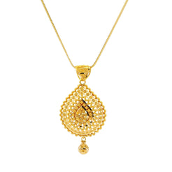 22ct Gold Teardrop Pendant & Earrings Set – Traditional Filigree Design Jewellery