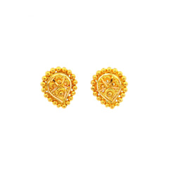 22ct Gold Teardrop Pendant & Earrings Set with Floral Filigree Design