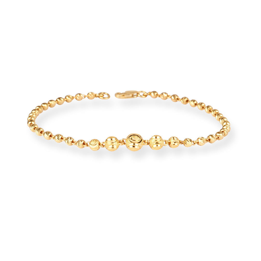 22ct Gold Traditional Beaded Bracelet with Smooth and Textured Beads