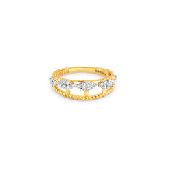 22ct Gold Wave Design Dress Ring with Cubic Zirconia Stones | Size I½