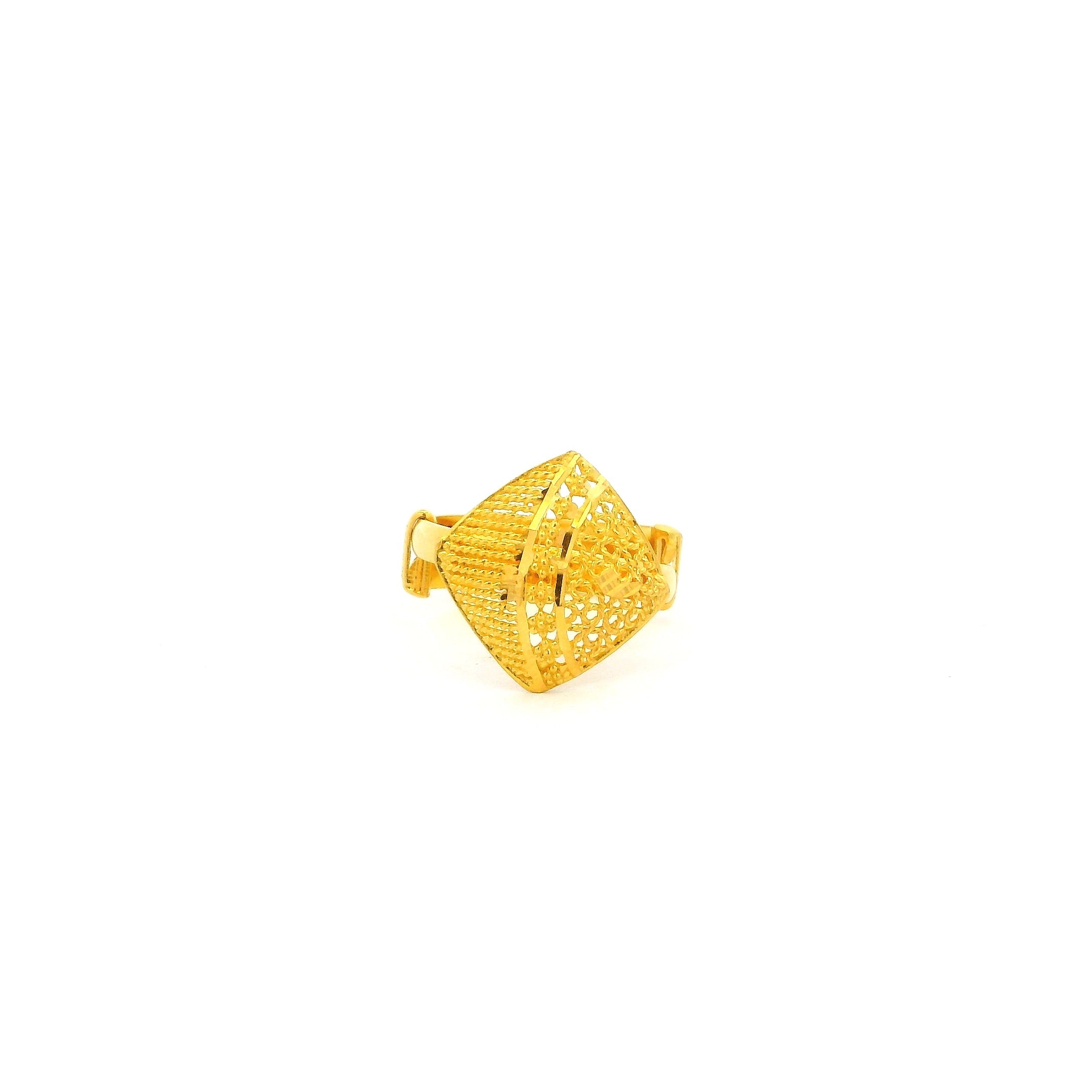 22ct Yellow Gold Adjustable Filigree Ring – Intricate Jaali Design Statement Jewellery | Adjustable Size F½ - J½